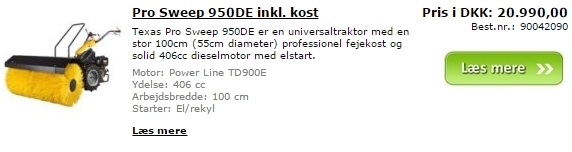 Pro Sweep 950DE inkl. kost